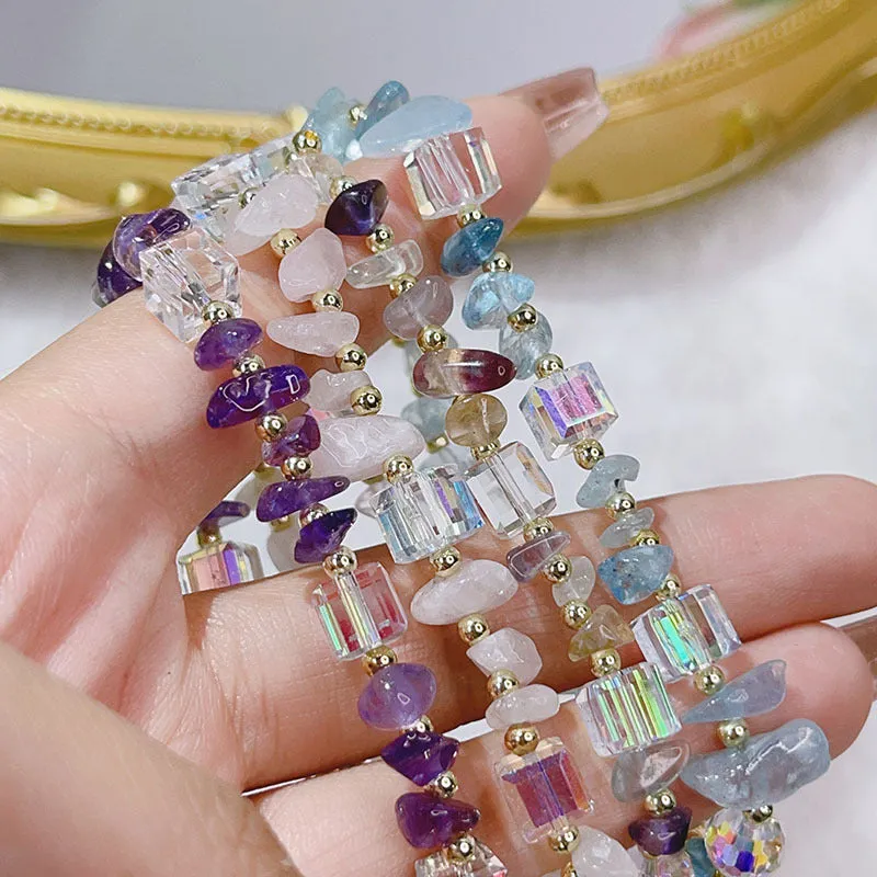 Trending Crystal Floral Bracelets!!Fluorite,Aquamarine,etc.!!So Gorgeous!