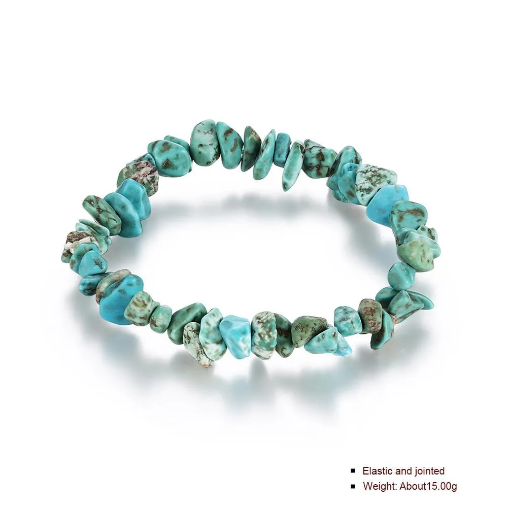 Turquoise Adjustable Natural Stone Bracelet in 18K White Gold Plated