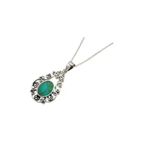 Turquoise and Silver Filigree Necklace