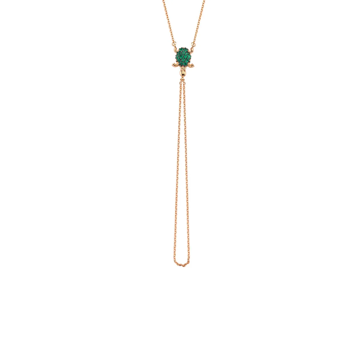 TURTLE GOLD EMERALD HAND CHAIN