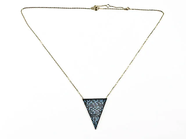 Unique Triangle Shape With Creative Pattern CZ Silver Necklace