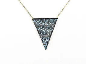 Unique Triangle Shape With Creative Pattern CZ Silver Necklace