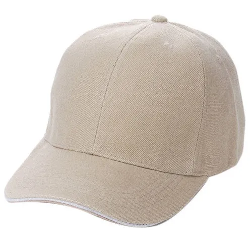 Unisex Curved Visor Baseball Cap - Solid Color - Cotton, Polyester