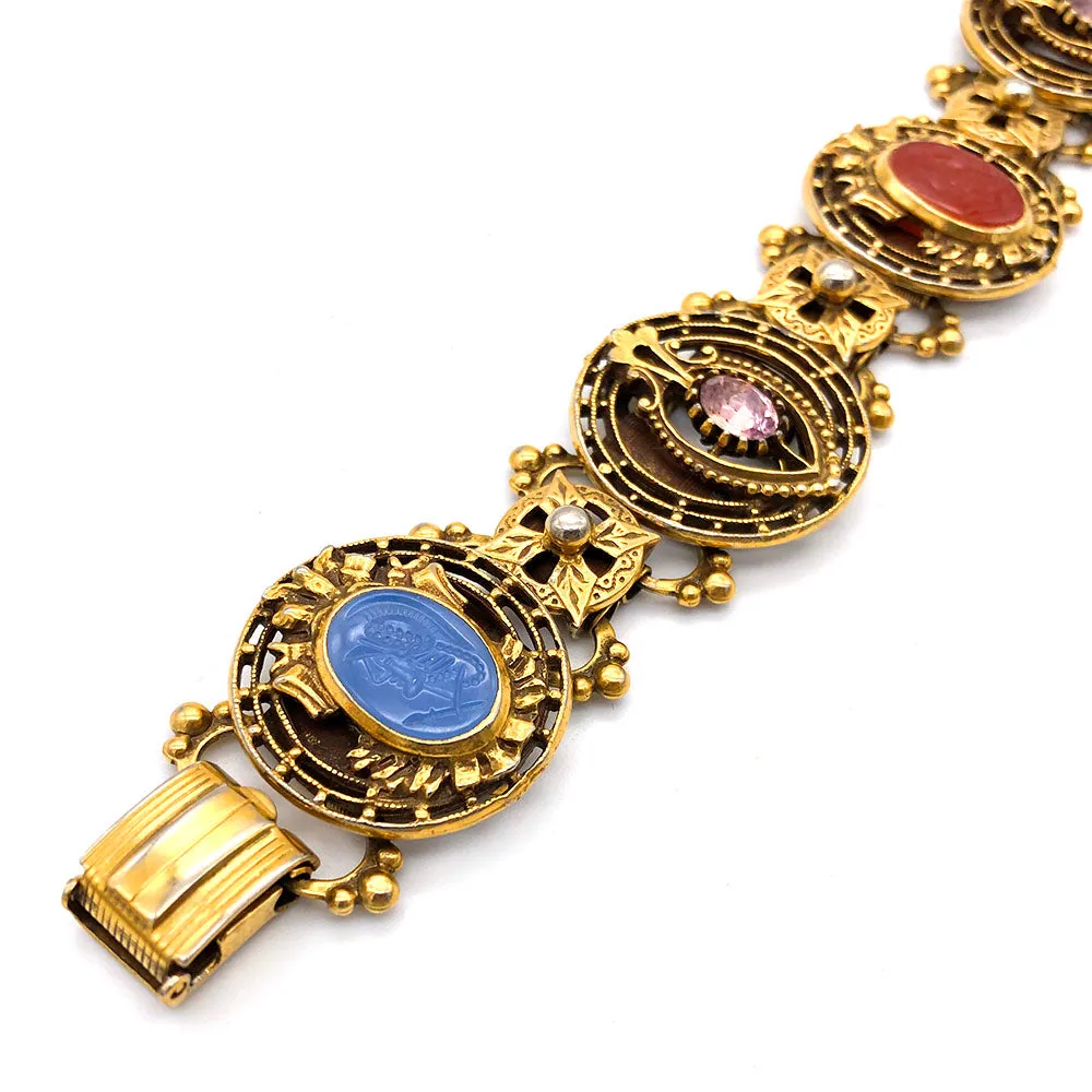 【USA輸入】ヴィンテージ インタリオ ナイト フィリグリー ブレスレット/Vintage Intaglio Knight Filigree Bracelet