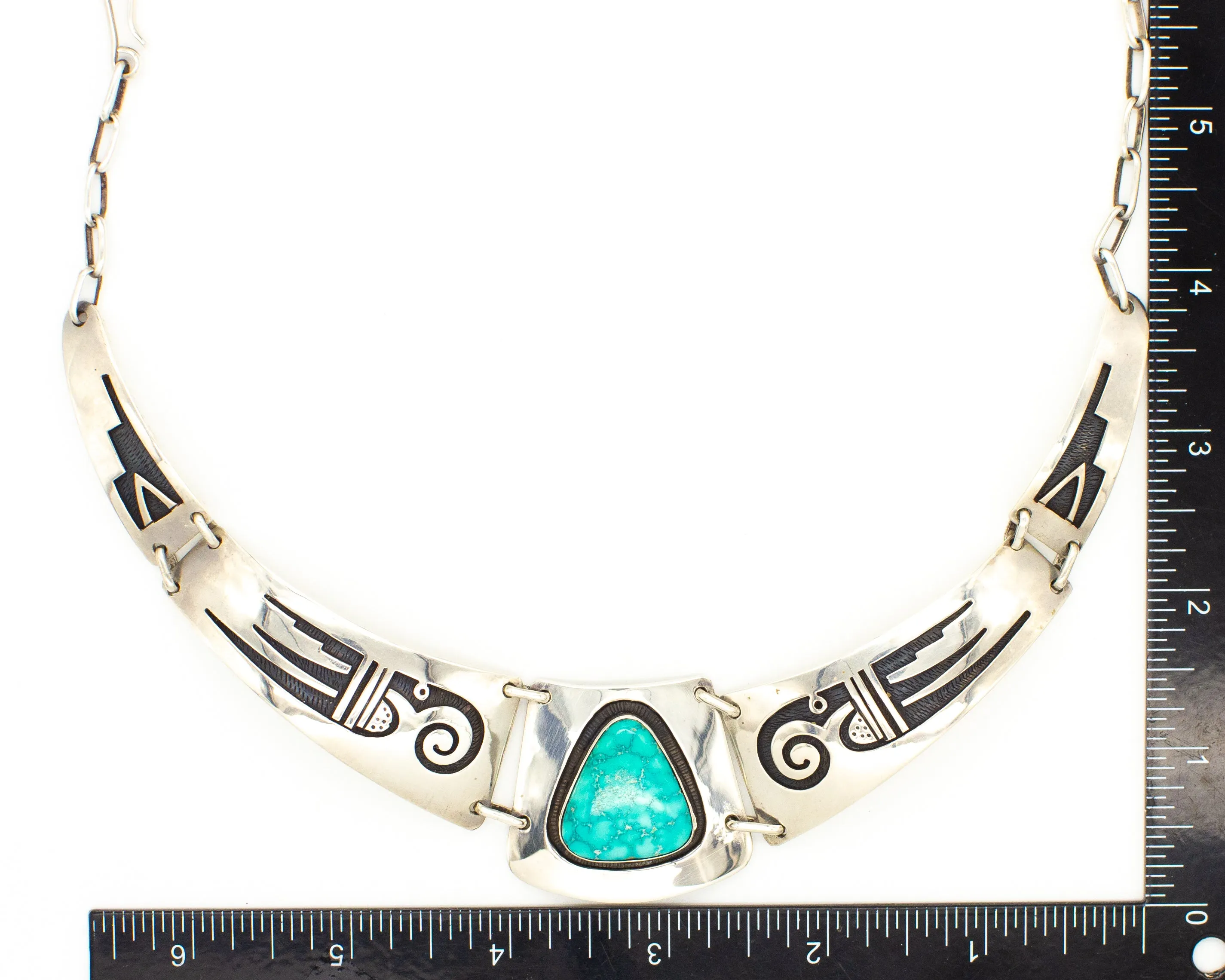 Victor Coochwytewa Hopi Handmade Sterling Silver Turquoise Necklace