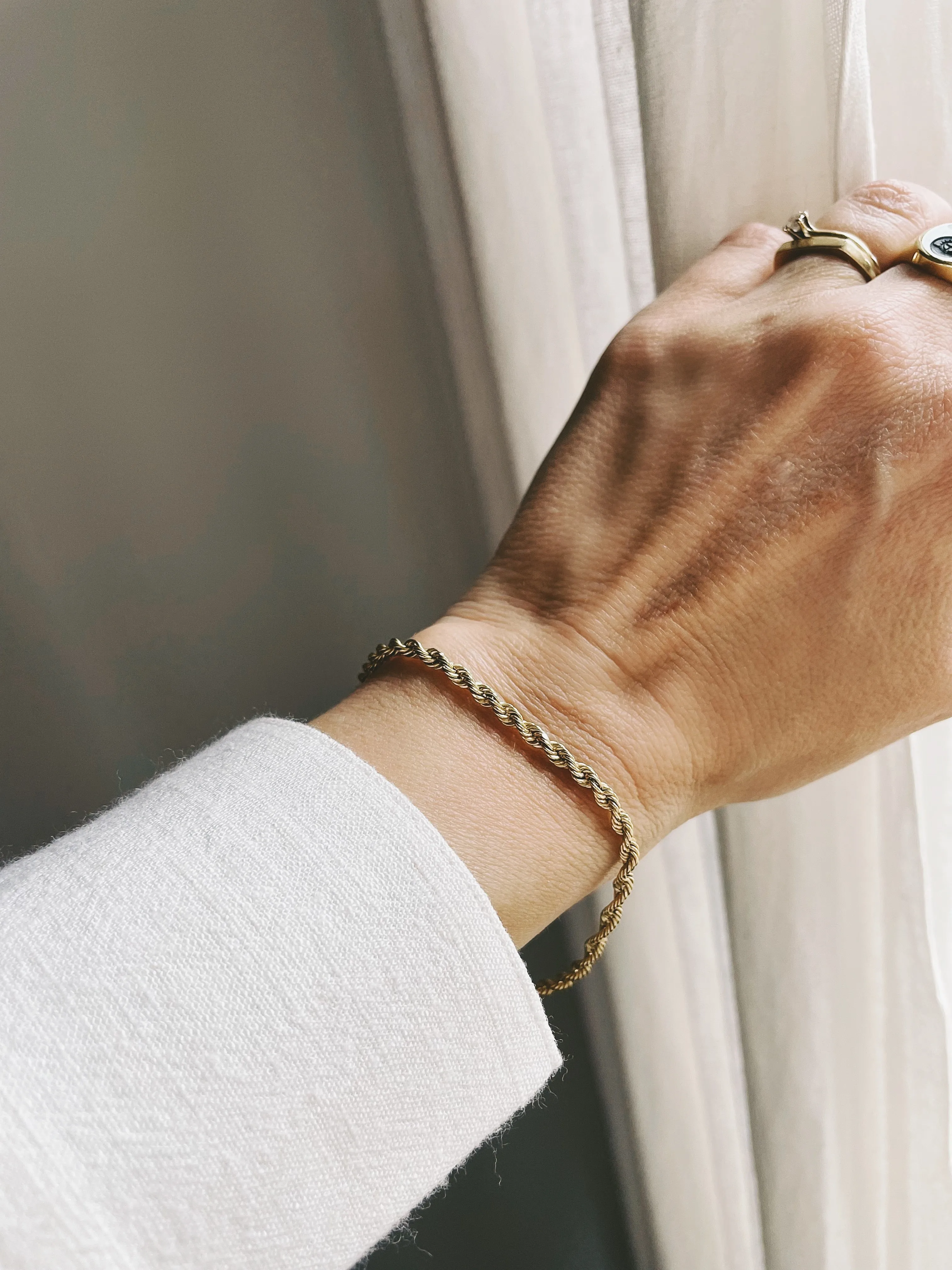 Vintage 14K Gold Rope Chain Bracelet