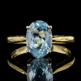 Vintage 2.50Ct Aquamarine Engagement Ring 18Ct Gold Dated 1984