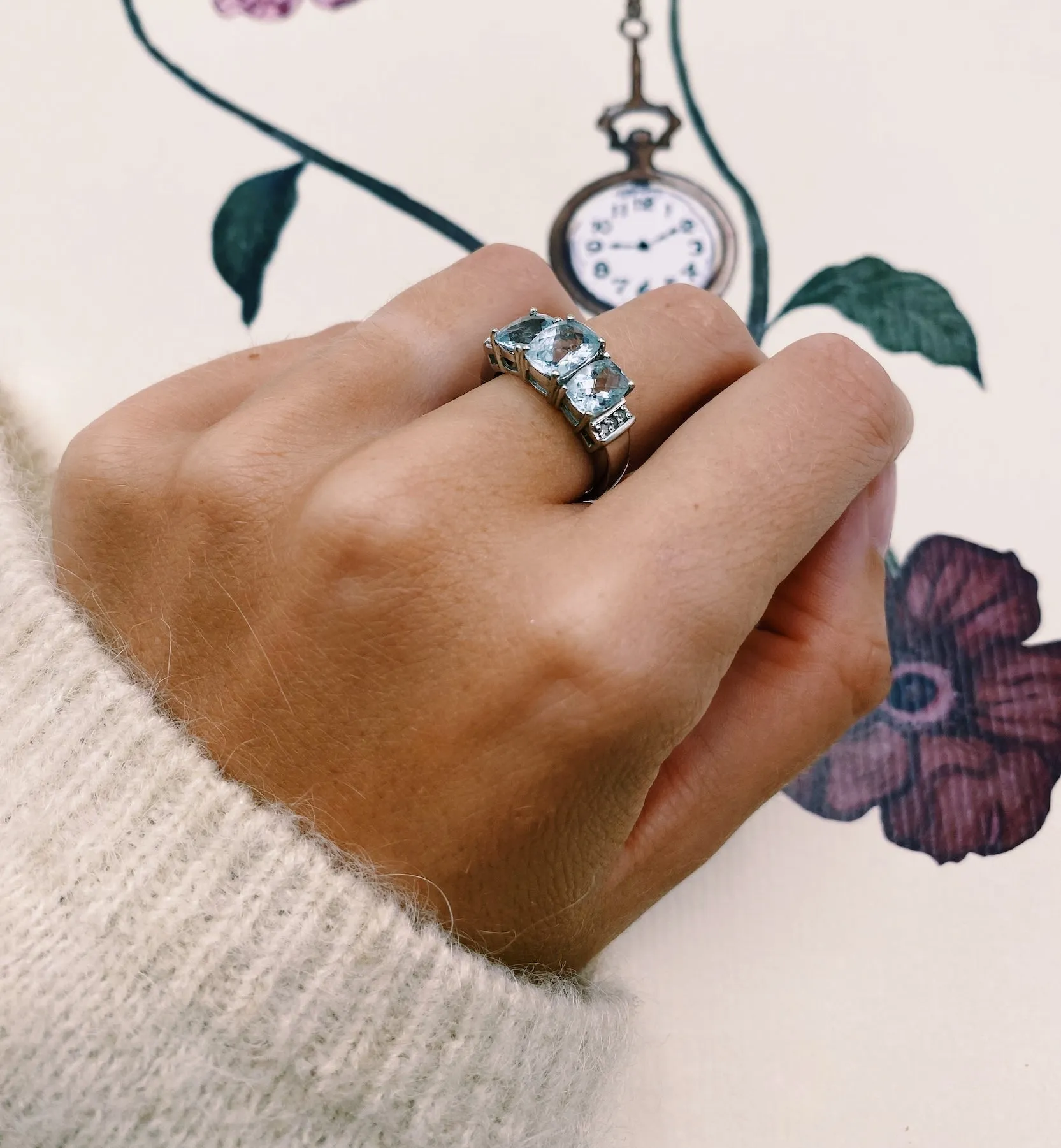 Vintage Aquamarine Eternal Sky Ring