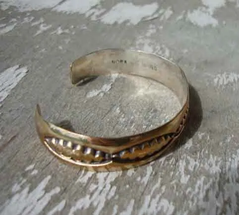 Vintage Navajo Cuff Bracelet Indian Sterling & Gold by Nora Bill