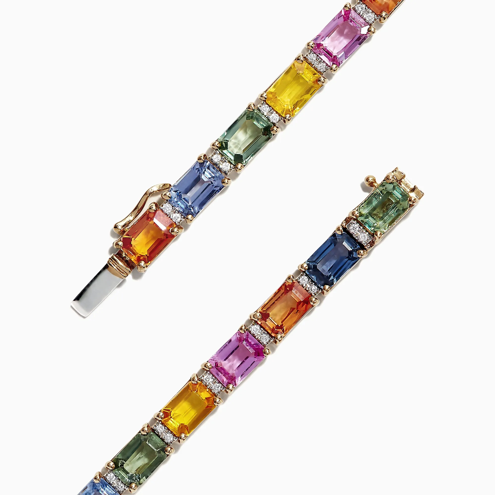 Watercolors 14K Yellow Gold Multi-Sapphire Diamond Bracelet, 14.51 TCW