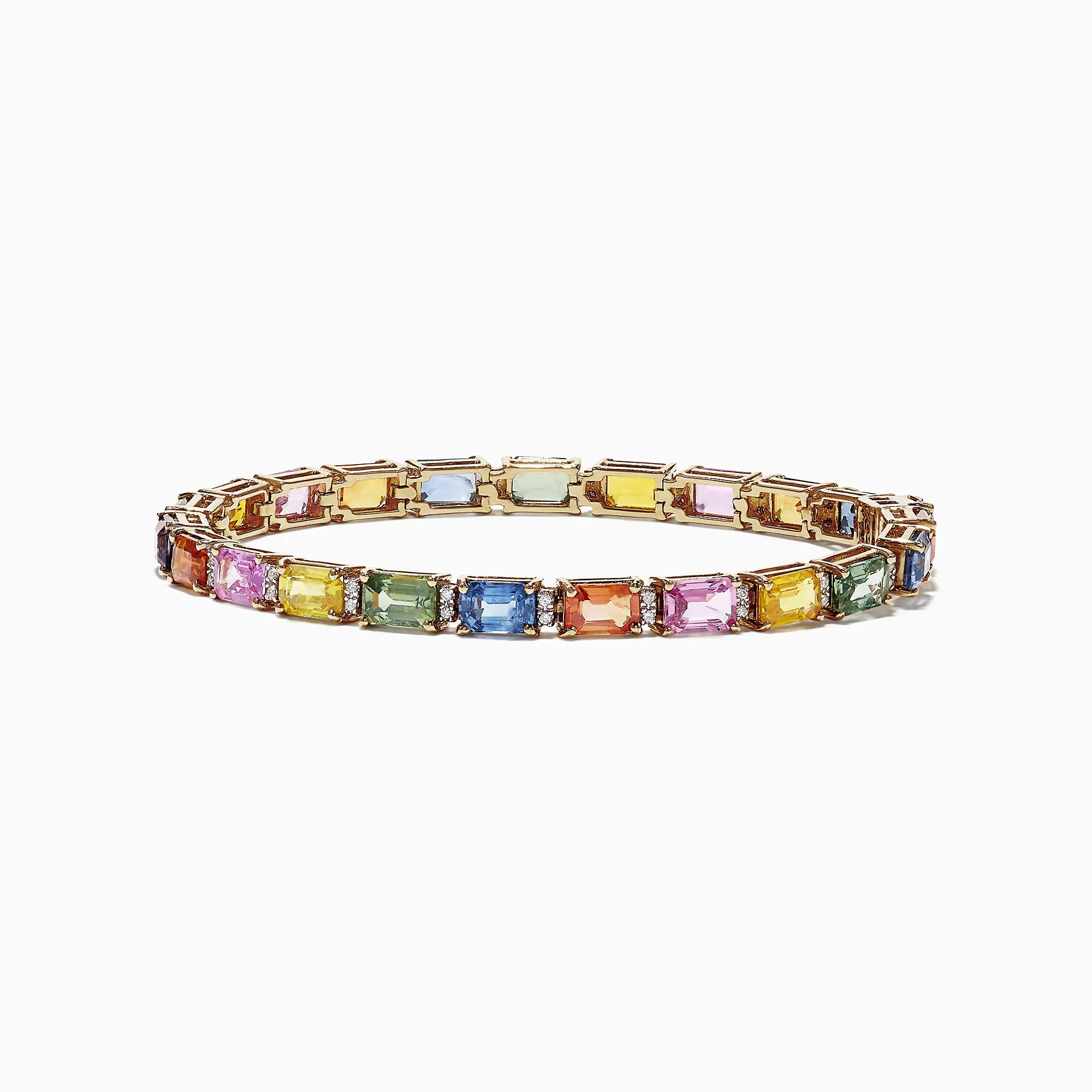 Watercolors 14K Yellow Gold Multi-Sapphire Diamond Bracelet, 14.51 TCW