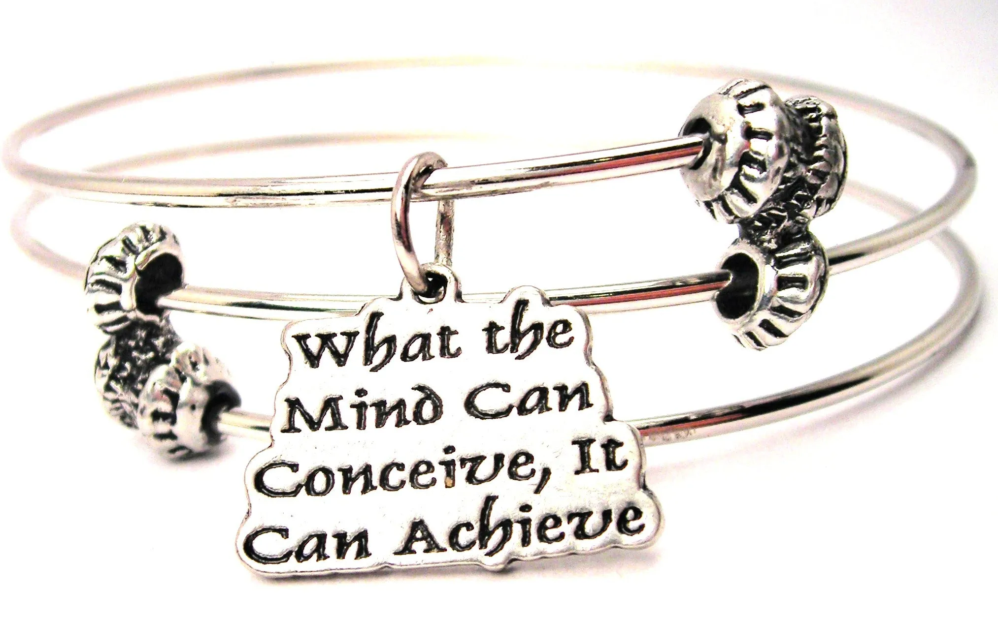 What The Mind Can Conceive It Can Achieve Triple Style Expandable Bangle Bracelet