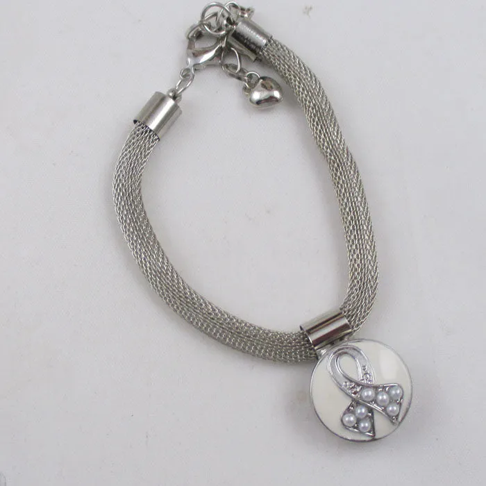 White Awareness Charm Bracelet