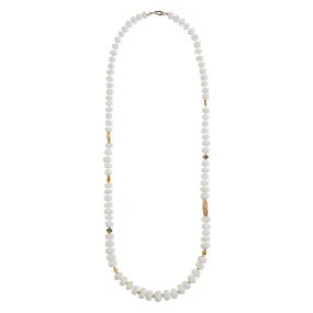 White Opal Beaded Necklace 226 (84cm)