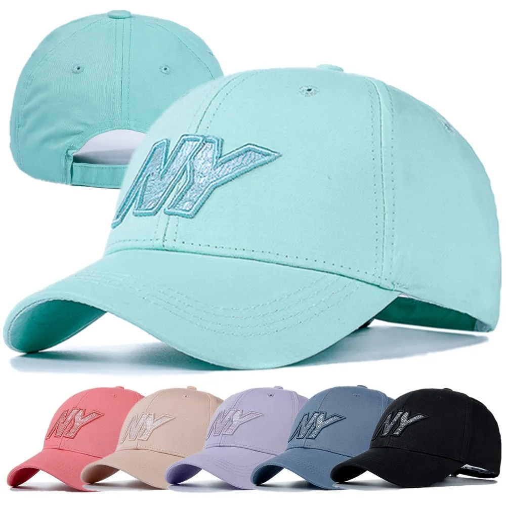 Women Men Cotton Kpop Cap Fashion NY Embroidered Hard Top Baseball Cap Casual Adjustable Outdoor Couple Streetwear Hat