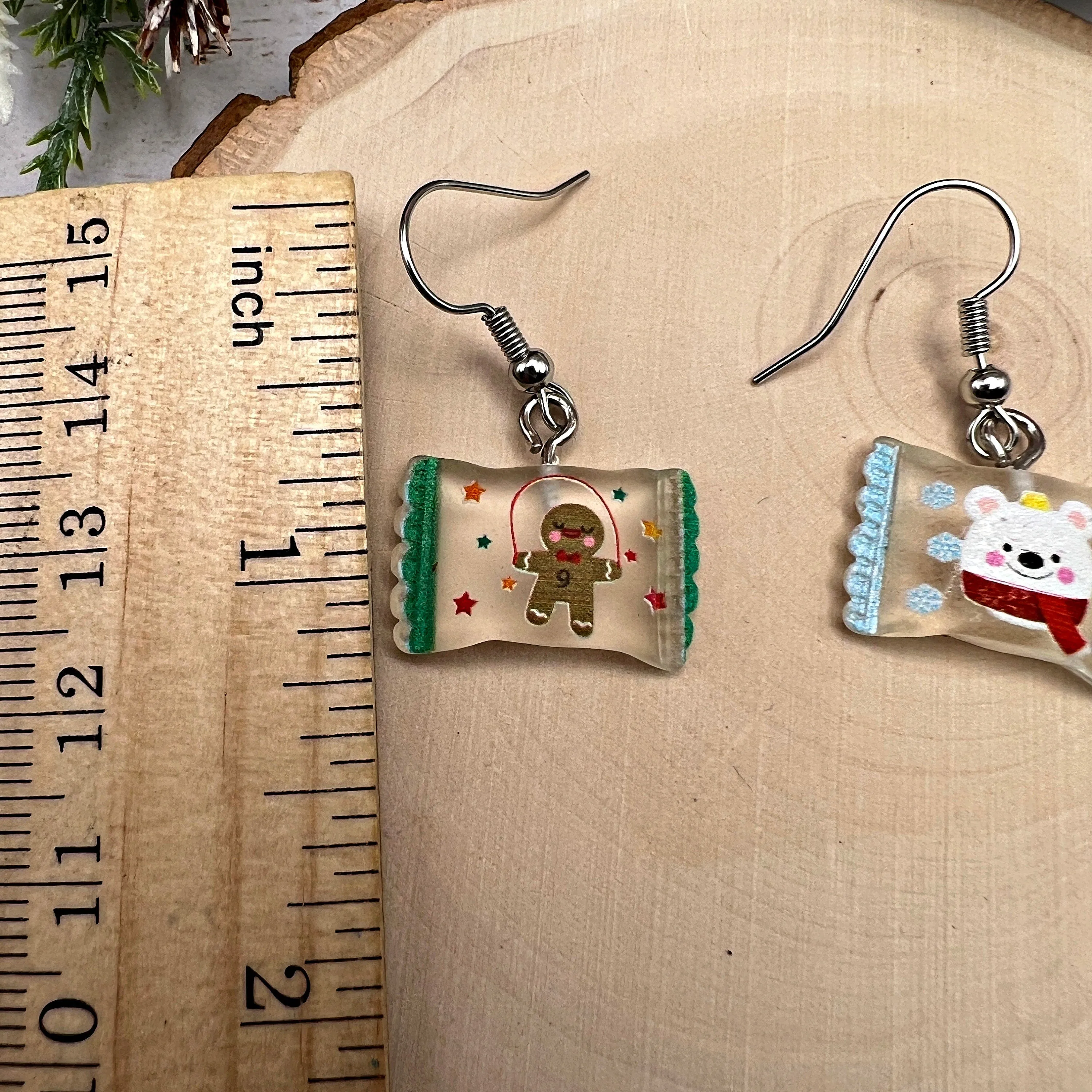 Wrapped Candy Christmas Earrings