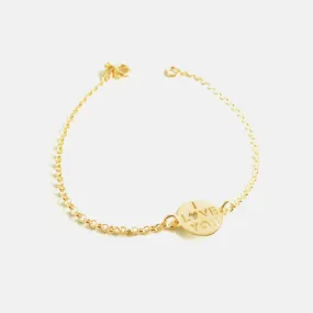 Yellow Goldtone "I Love You" Charm Bracelet 7 inch